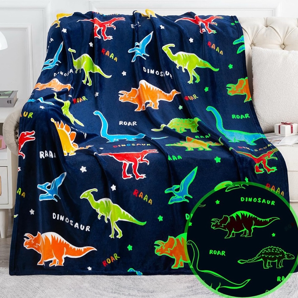 Dinosaur Gifts Glow In The Dark Blanket Ideal Gift Idea Boys & Girls 50X60 NWT